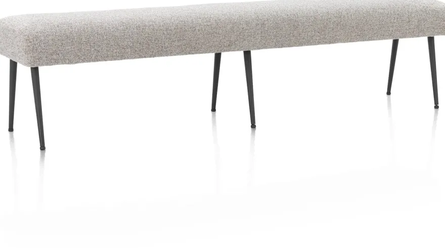 Jace, eetkamerbank 200 cm zonder rug + pocket - stof Luton - grijs