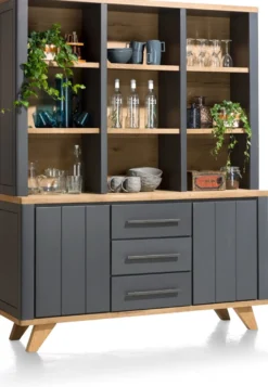 Jardin, buffet 160 cm - 2-deuren + 3-laden + 9-niches - Antraciet