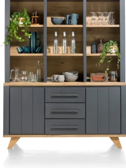 Jardin, buffet 160 cm - 2-deuren + 3-laden + 9-niches - Antraciet