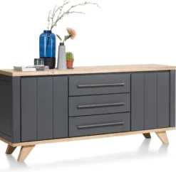 Jardin, dressoir 190 cm - 2-deuren + 3-laden - Antraciet