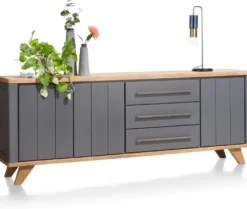 Jardin, dressoir 230 cm - 3-deuren + 3-laden - Antraciet