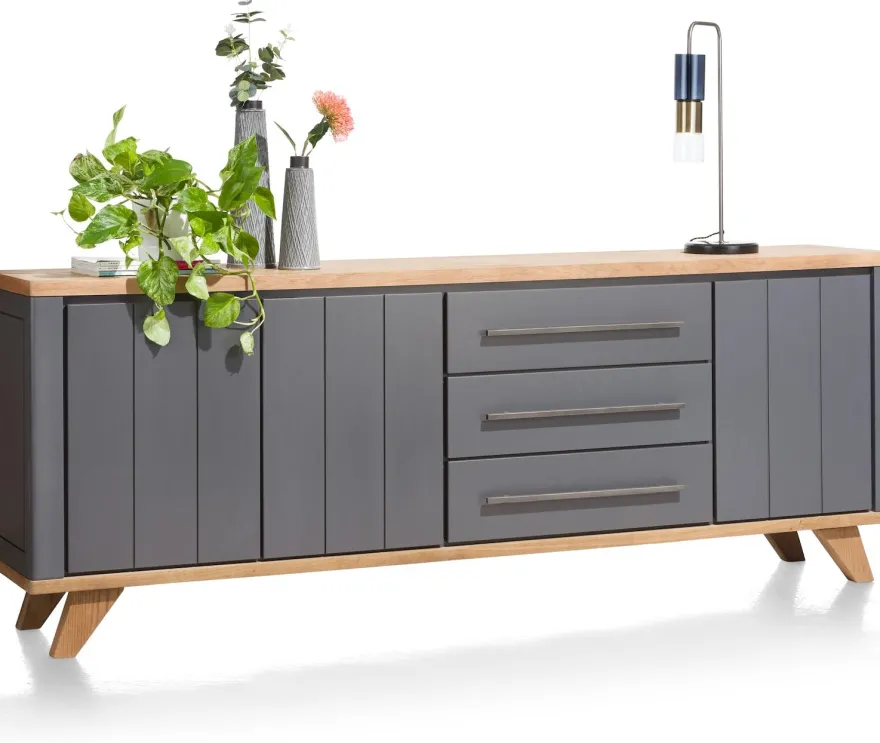 Jardin, dressoir 230 cm - 3-deuren + 3-laden - Antraciet