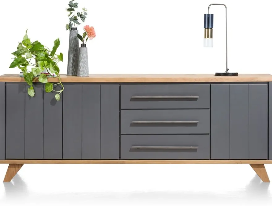 Jardin, dressoir 230 cm - 3-deuren + 3-laden - Antraciet