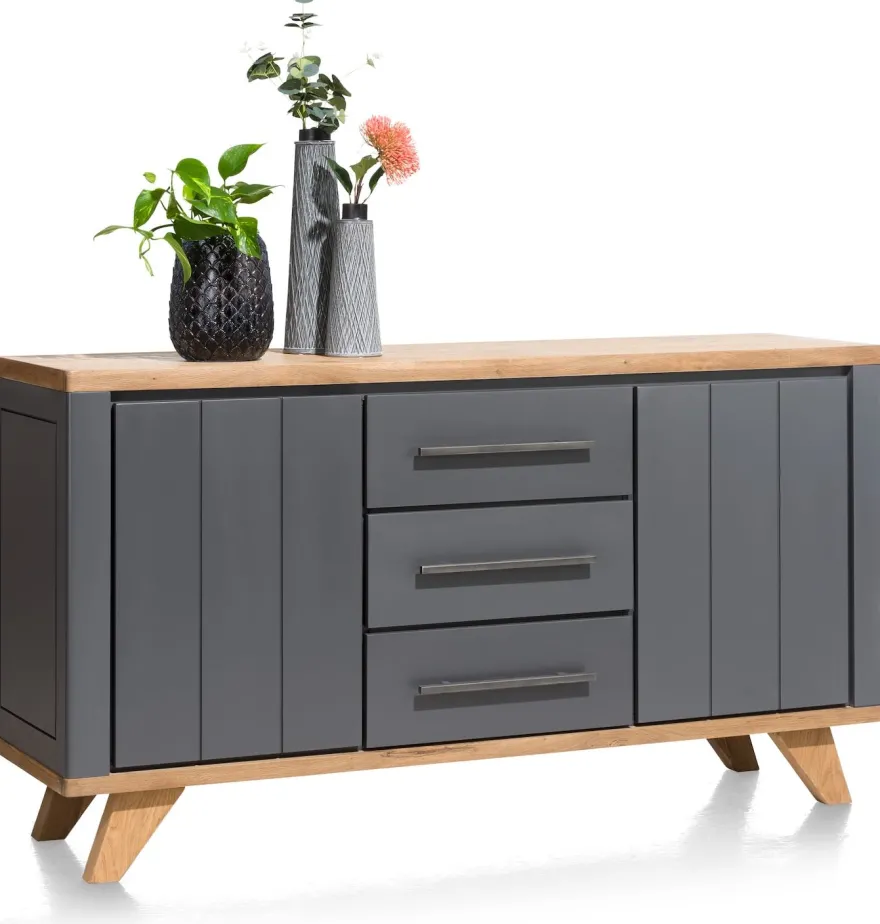 Jardin, dressoir 160 cm - 2-deuren + 3-laden - Antraciet