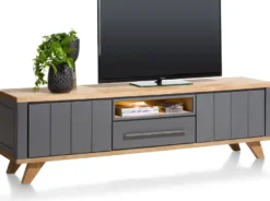 Jardin, lowboard 210 cm - 1-lade + 1-niche + 2-kleppen (+ LED) - Antraciet