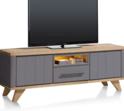 Jardin, lowboard 170 cm - 1-lade + 1-niche + 2-kleppen (+ LED) - Antraciet