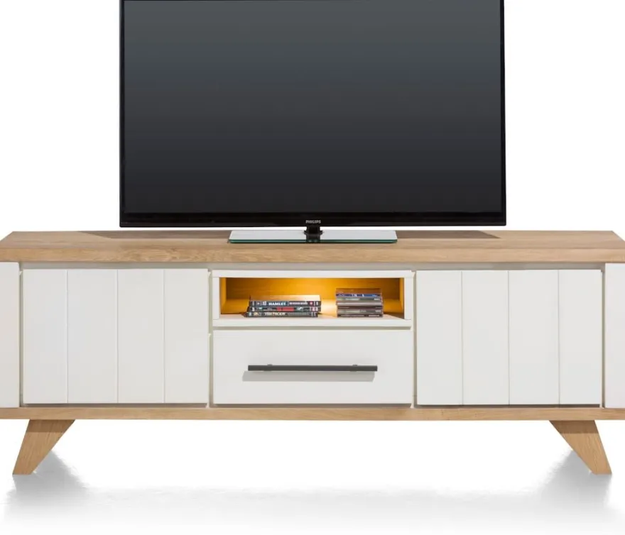 Jardin, lowboard 170 cm - 1-lade + 1-niche + 2-kleppen (+ LED) - Antraciet