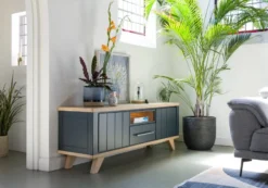 Jardin, lowboard 170 cm - 1-lade + 1-niche + 2-kleppen (+ LED) - Antraciet