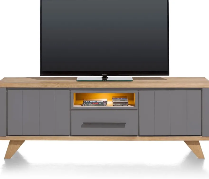 Jardin, lowboard 170 cm - 1-lade + 1-niche + 2-kleppen (+ LED) - Antraciet