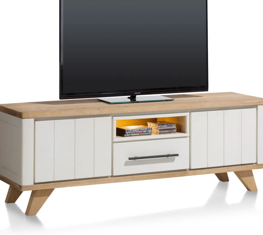 Jardin, lowboard 170 cm - 1-lade + 1-niche + 2-kleppen (+ LED) - Antraciet