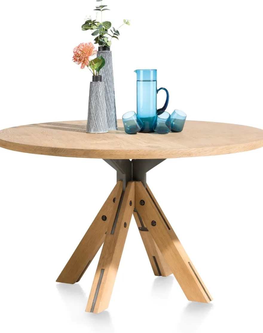 Jardino, eetkamertafel rond 130 cm - centrale poot