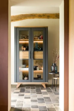 Jardin, vitrine 110 cm - 2-glasdeuren + 2-laden (binnenin) (+ LED) - Antraciet