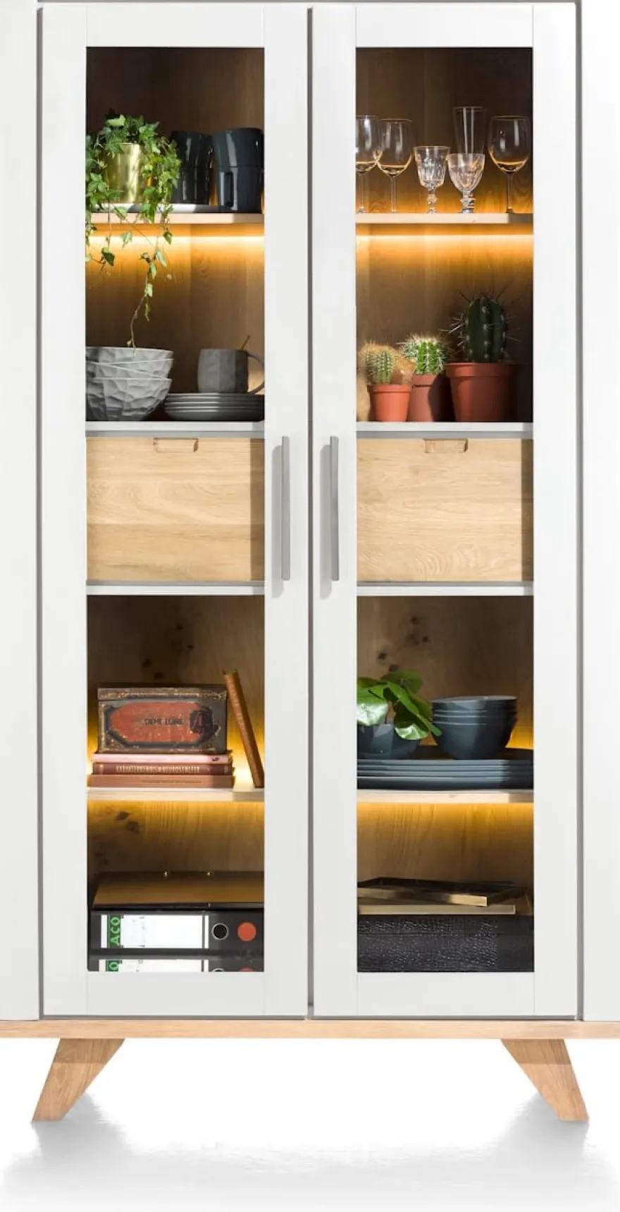 Jardin, vitrine 110 cm - 2-glasdeuren + 2-laden (binnenin) (+ LED) - Antraciet