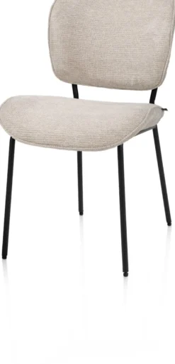 Julia, eetkamerstoel - 4-pootjes - rough off black - stof Vada - beige
