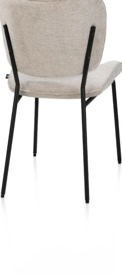 Julia, eetkamerstoel - 4-pootjes - rough off black - stof Vada - beige