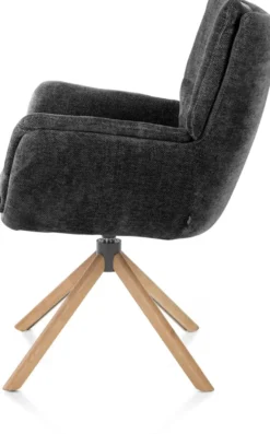 Juna, armstoel - eiken frame met relaxsysteem - draaibaar - stof Livigno - Antraciet