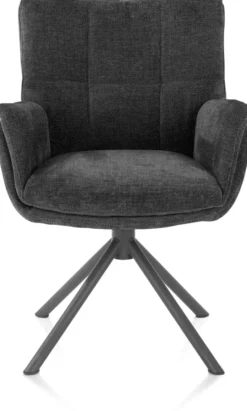 Juna, armstoel - grafiet frame met relaxsysteem - draaibaar - stof Livigno - Antraciet