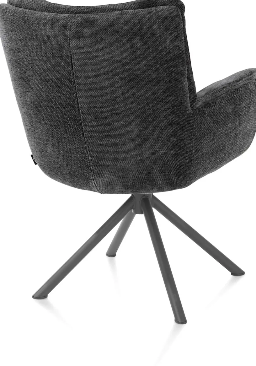 Juna, armstoel - grafiet frame met relaxsysteem - draaibaar - stof Livigno - Antraciet