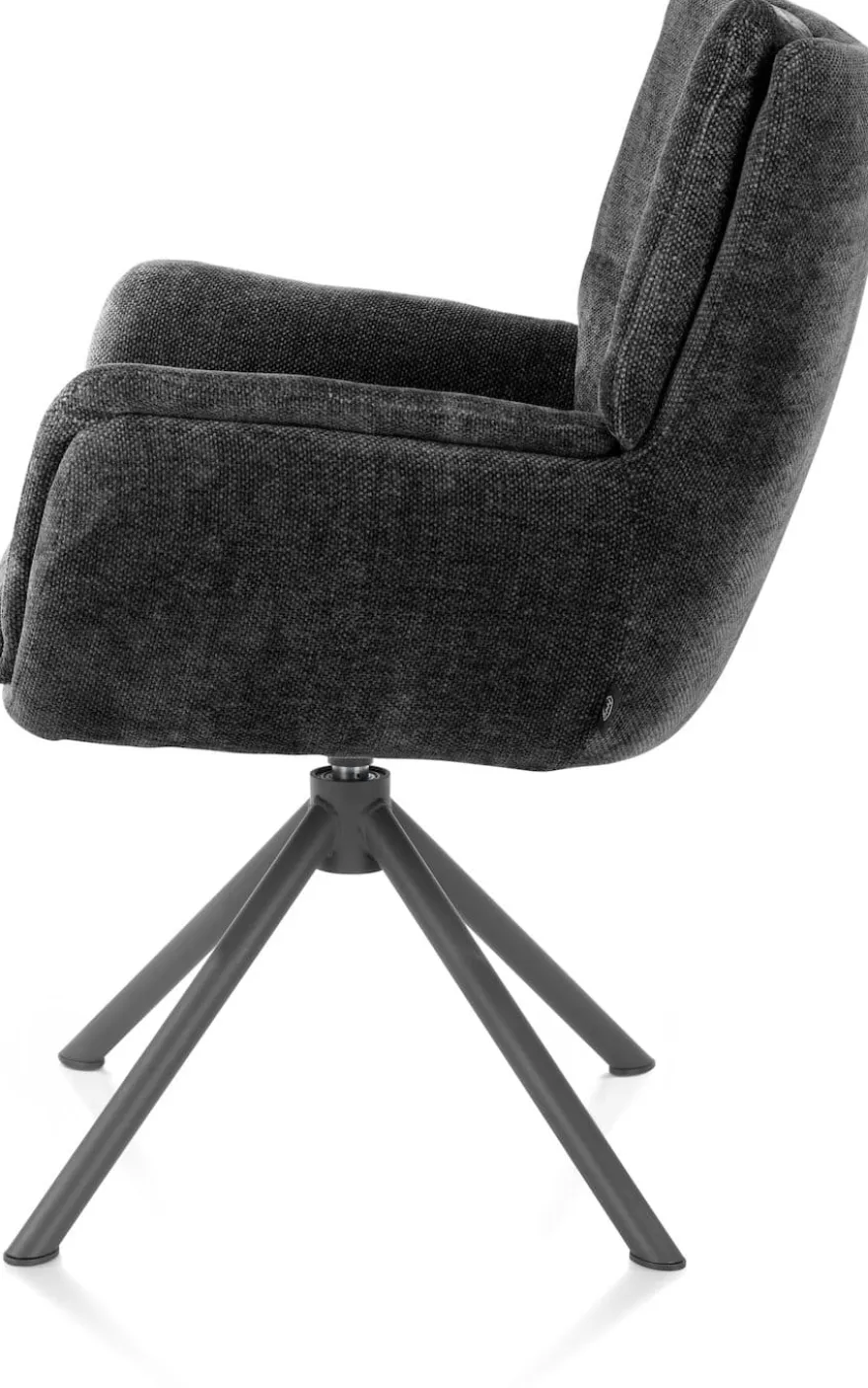 Juna, armstoel - grafiet frame met relaxsysteem - draaibaar - stof Livigno - Antraciet