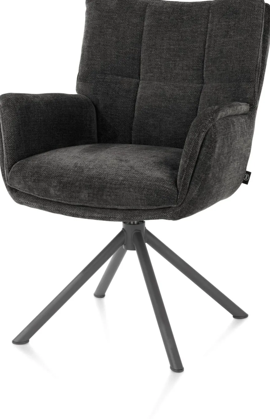 Juna, armstoel - grafiet frame met relaxsysteem - draaibaar - stof Livigno - Antraciet