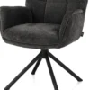 Juna, armstoel - zwart frame met relaxsysteem - draaibaar - stof Livigno - Antraciet