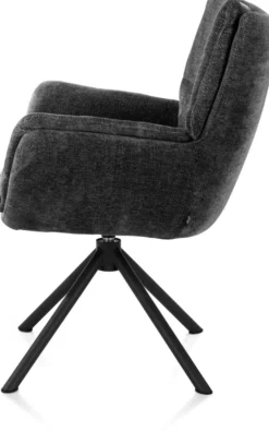 Juna, armstoel - zwart frame met relaxsysteem - draaibaar - stof Livigno - Antraciet