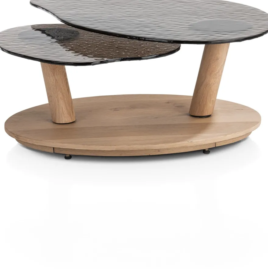 Kiara, salontafel draaibaar - 135x58cm - glasblad