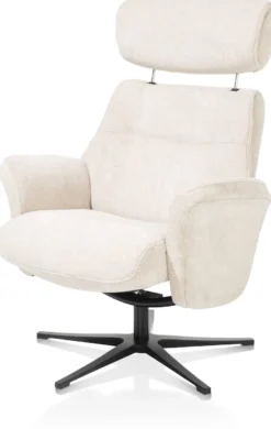 Lazaro, relaxfauteuil met poef - stof Livigno - bruin