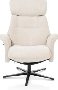 Lazaro, relaxfauteuil met poef - stof Livigno - bruin