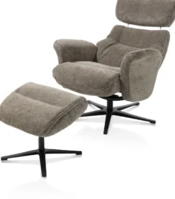 Lazaro, relaxfauteuil met poef - stof Livigno - bruin