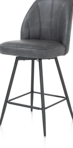 Leo, barstoel - frame rough off black (ROB) - draaibaar - stof Pala - Antraciet