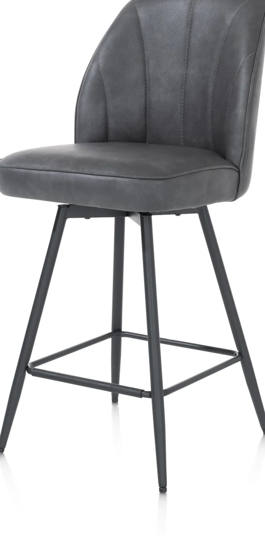 Leo, barstoel - frame rough off black (ROB) - draaibaar - stof Pala - Antraciet