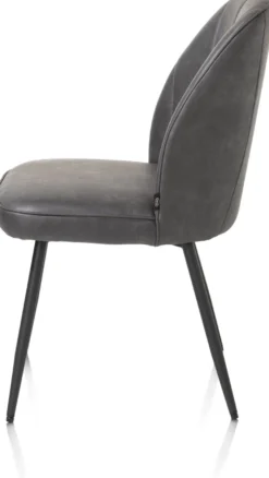 Leo, eetkamerstoel - frame rough off black (ROB) - stof Pala - Antraciet