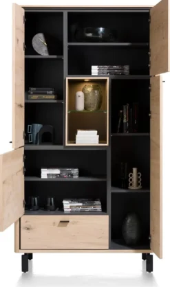 Livada, bergkast 110 cm - 4-deuren + 1-lade + 2-niches - Natural