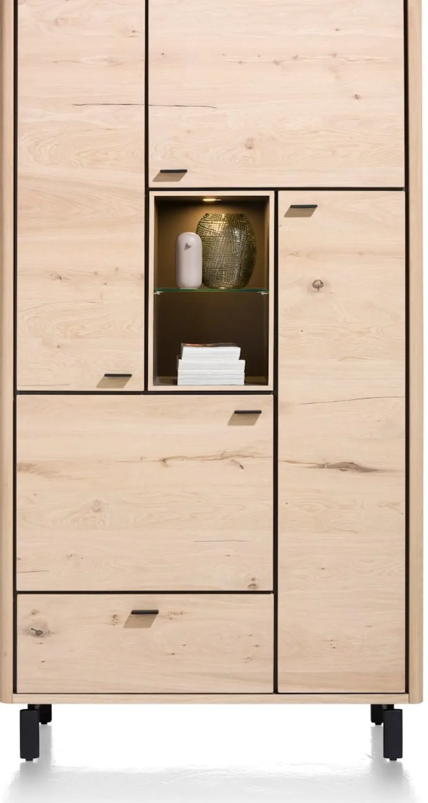Livada, bergkast 110 cm - 4-deuren + 1-lade + 2-niches - Natural