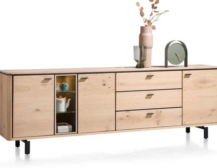 Livada, dressoir 240 cm - 3-deuren + 3-laden + 3-niches - Natural