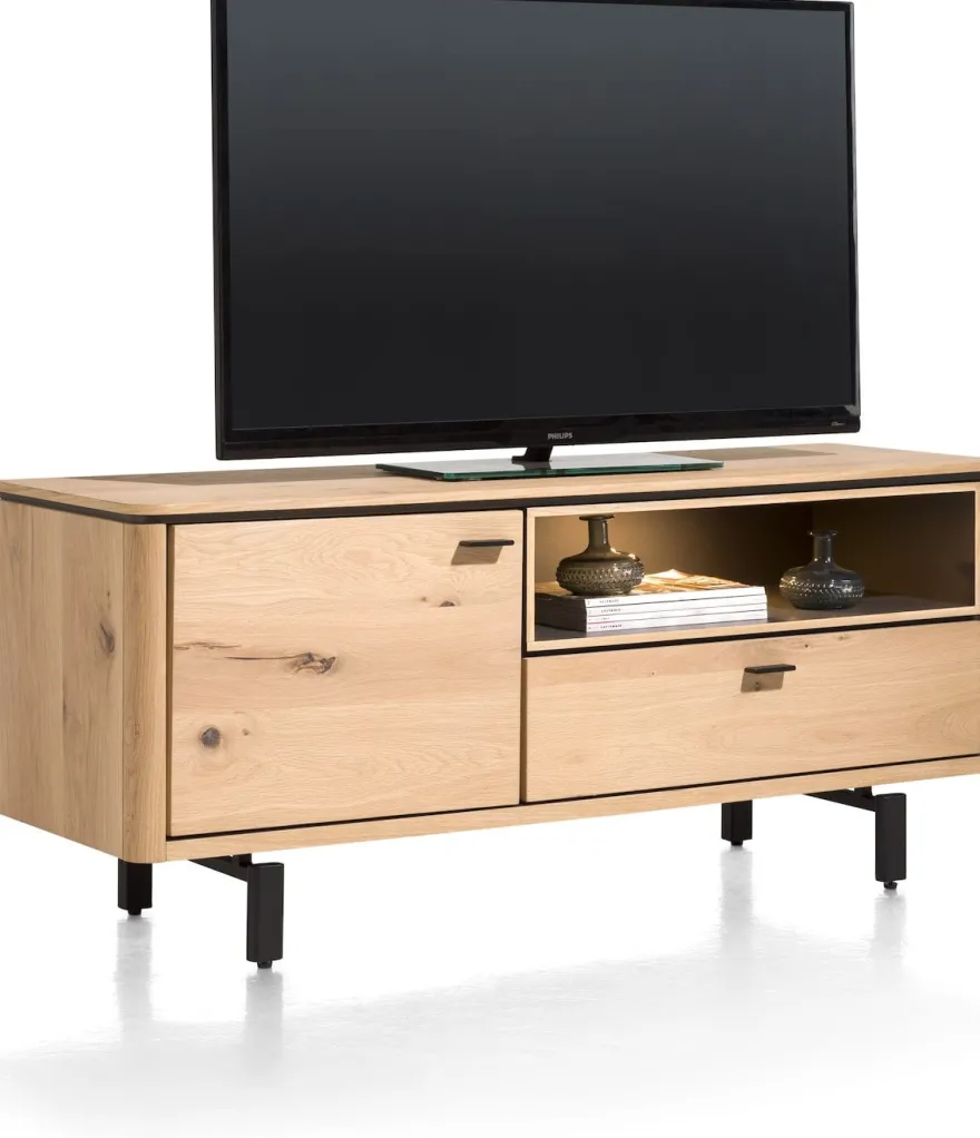 Livada, lowboard 140 cm - 1-deur + 1-klep + 1-niche - Natural