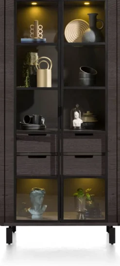 Livada, vitrine 100 cm - 2-glasdeuren + 2-laden - Natural
