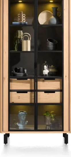 Livada, vitrine 100 cm - 2-glasdeuren + 2-laden - Natural