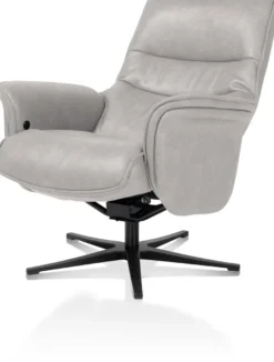 Lotis, relaxfauteuil met poef - stof Pala - Lichtgrijs