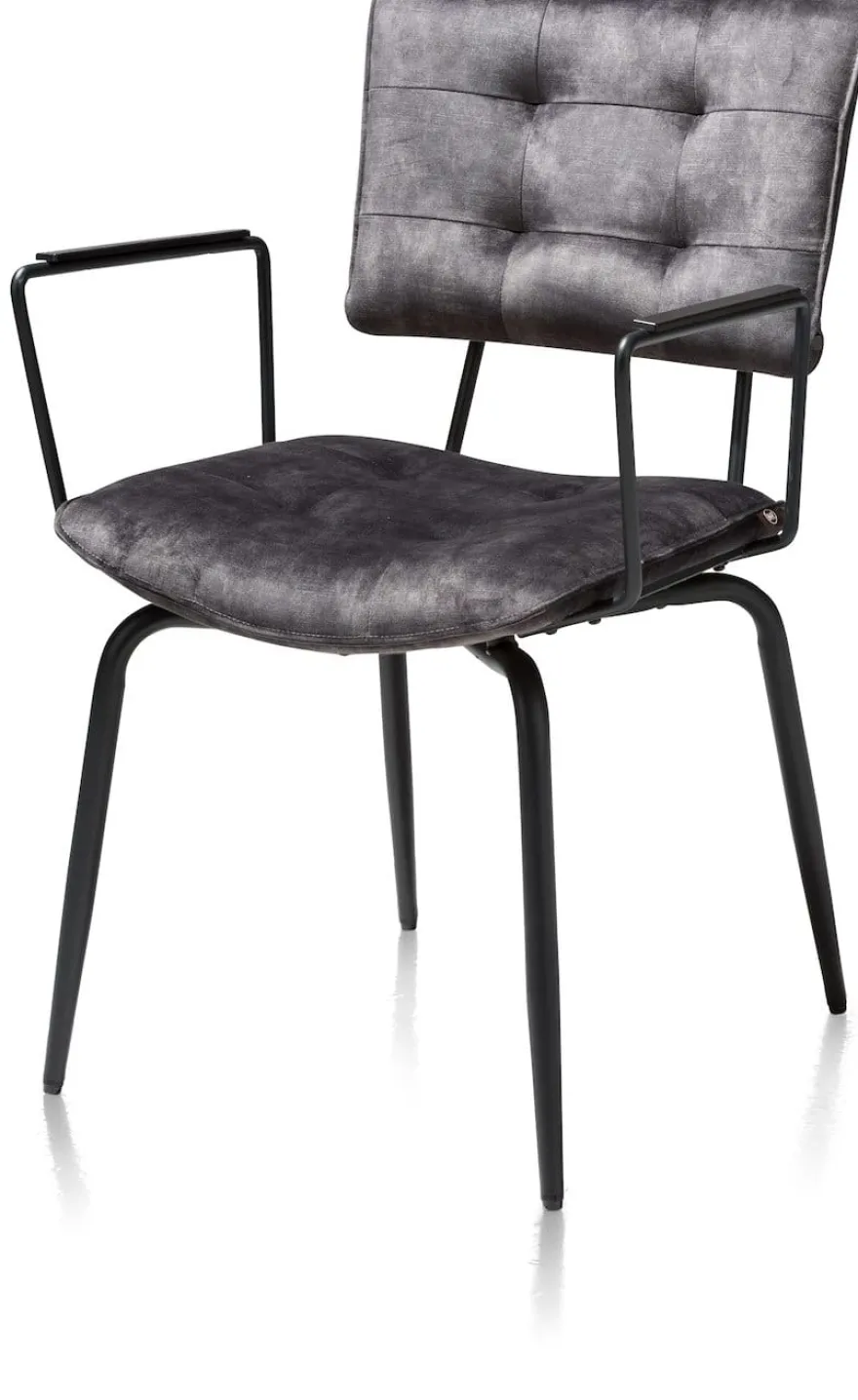 Manou, armstoel - off black - stof Karese - Antraciet