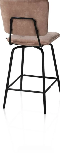 Manou, barstoel hoog - off black - stof Karese - Camel