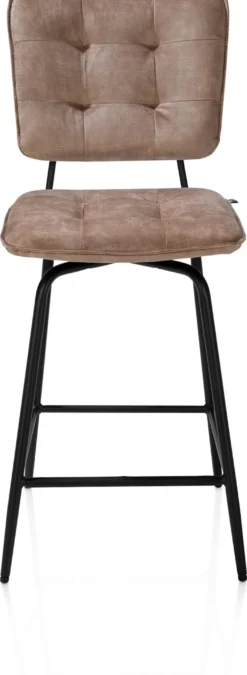 Manou, barstoel hoog - off black - stof Karese - Camel