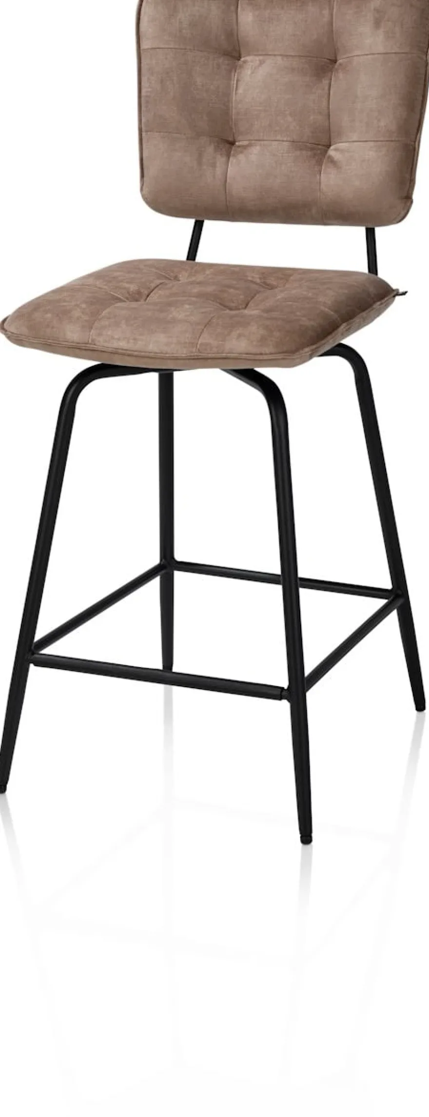 Manou, barstoel hoog - off black - stof Karese - Camel