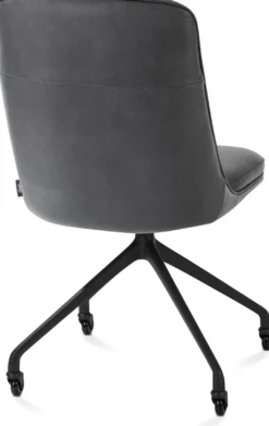 Mateo, eetkamerstoel - wielen - rough off black - Pala - Antraciet