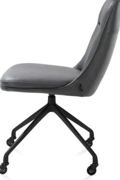 Mateo, eetkamerstoel - wielen - rough off black - Pala - Antraciet