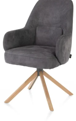 Melle, armstoel eiken frame met relaxsysteem - draaibaar - stof Calabria - Antraciet