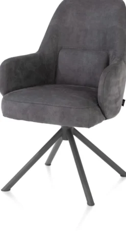 Melle, armstoel grafiet frame met relaxsysteem - draaibaar - stof Calabria - Antraciet