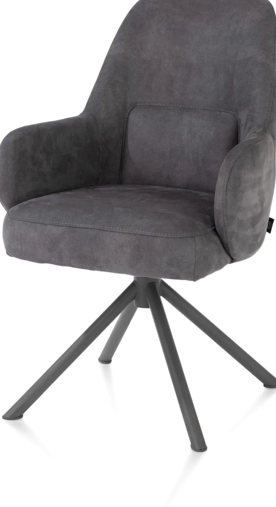Melle, armstoel grafiet frame met relaxsysteem - draaibaar - stof Calabria - Antraciet