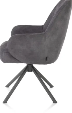 Melle, armstoel grafiet frame met relaxsysteem - draaibaar - stof Calabria - Antraciet